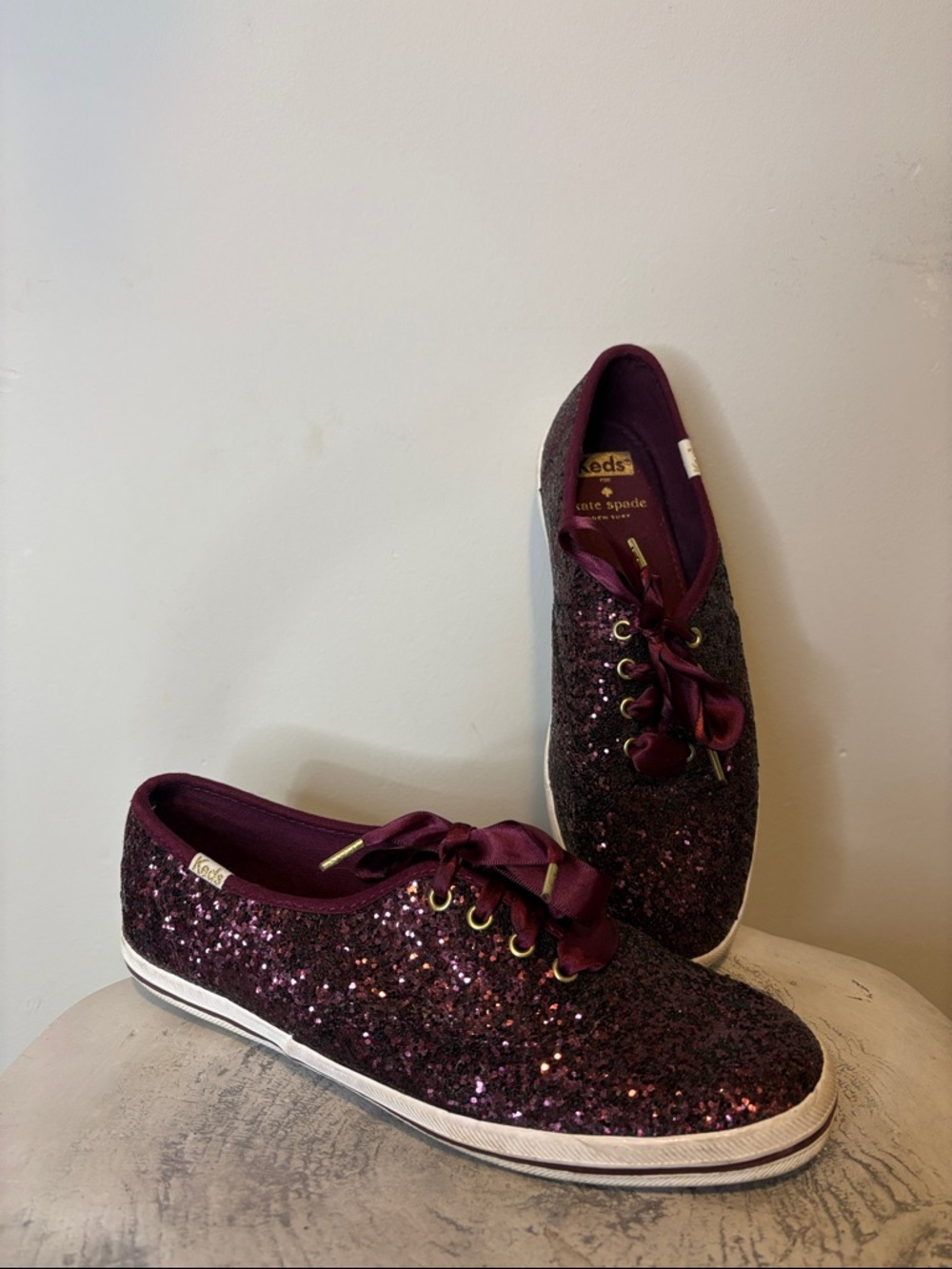 Keds x Kate Spade New York Champion Glitter Sneakers Deep Black Cherry Glitter